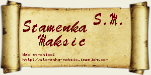 Stamenka Maksić vizit kartica